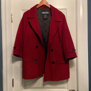Lands' End Red Pea Coat
